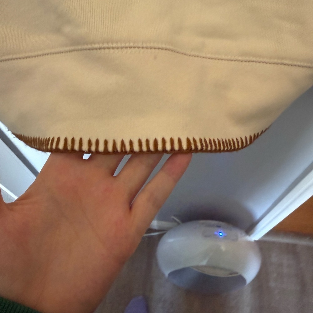 Madewell Cream and Purple Trim Crew Neck Sweater - Picture 3 of 5